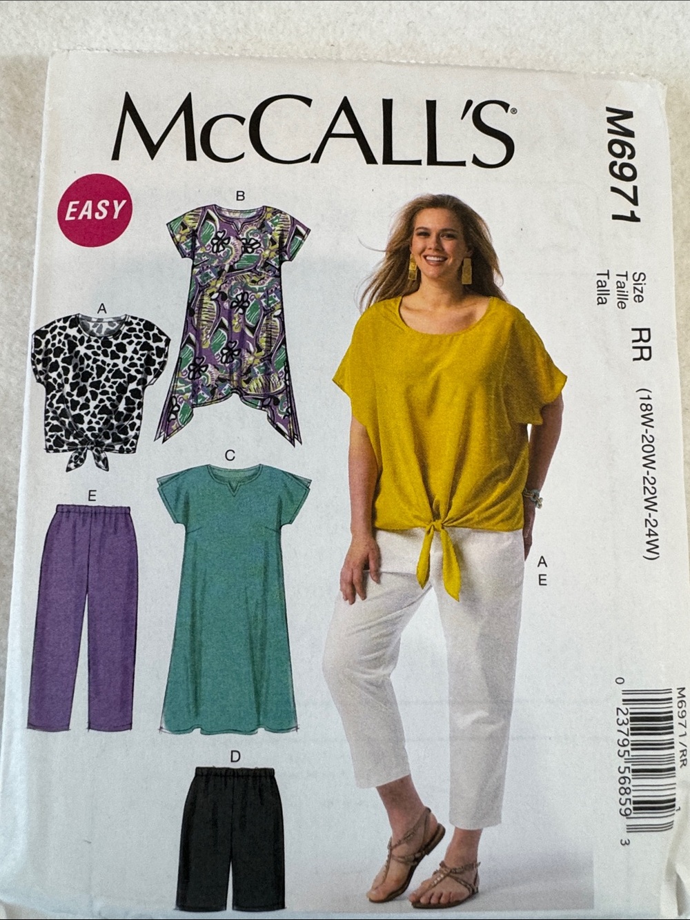 McCall’s Pattern M6971 Size 18W-20W-22W-24W New and Uncut